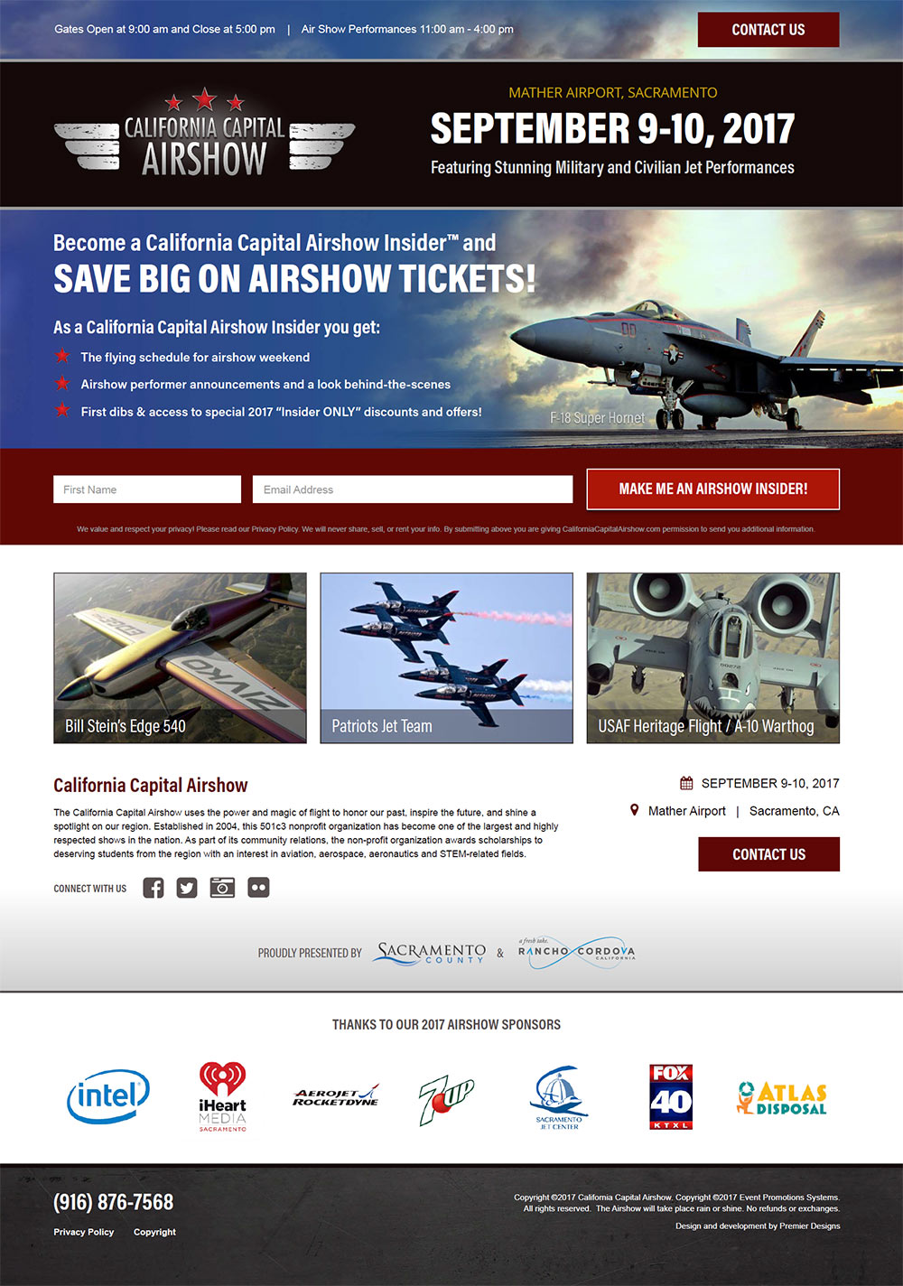 California Capital Airshow website design