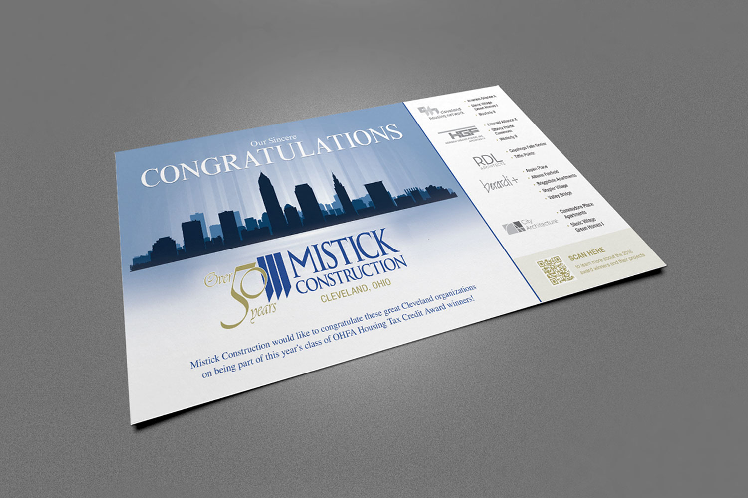 Mistick Construction postcard design