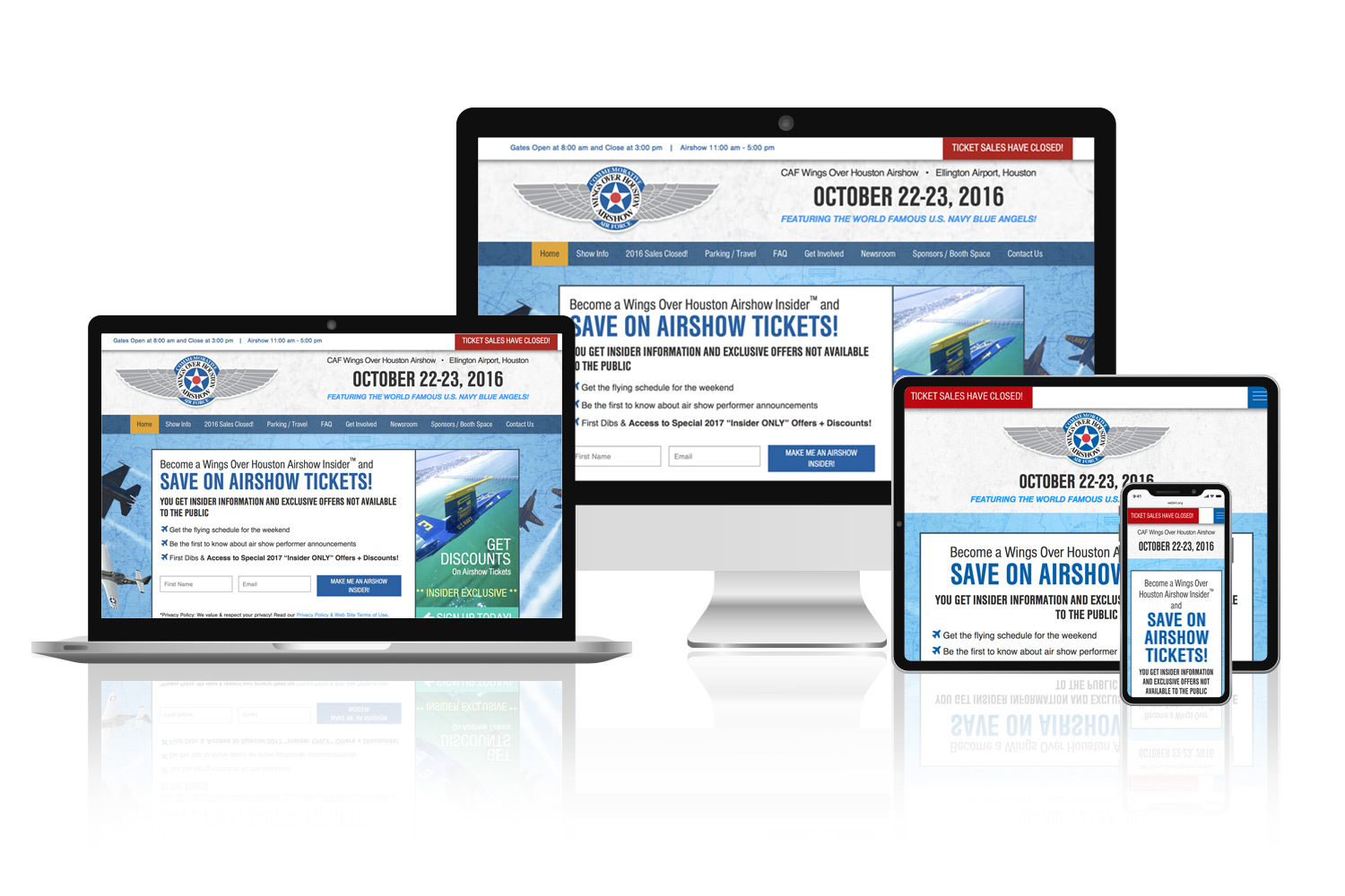 Wings Over Houston Airshow website design