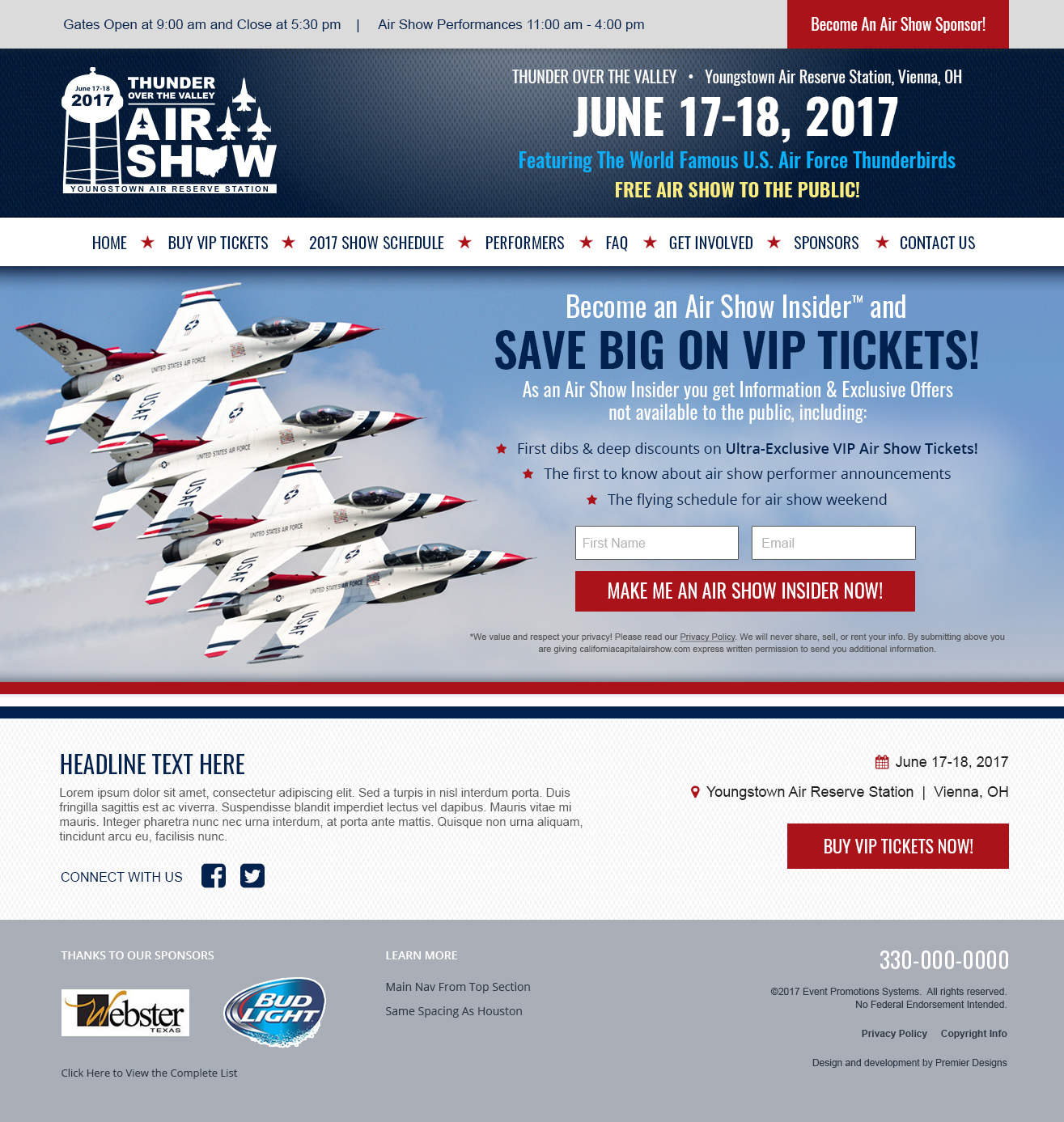 Youngstown Airshow website design